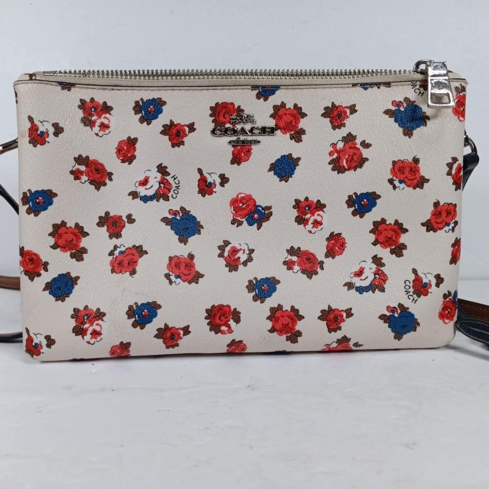 Coach Tea Rose Double Zip Crossbody $295